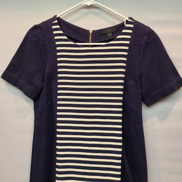 J Crew Dress Blue Short Sleeve Striped Front Womens 2 - Picture 2 of 6